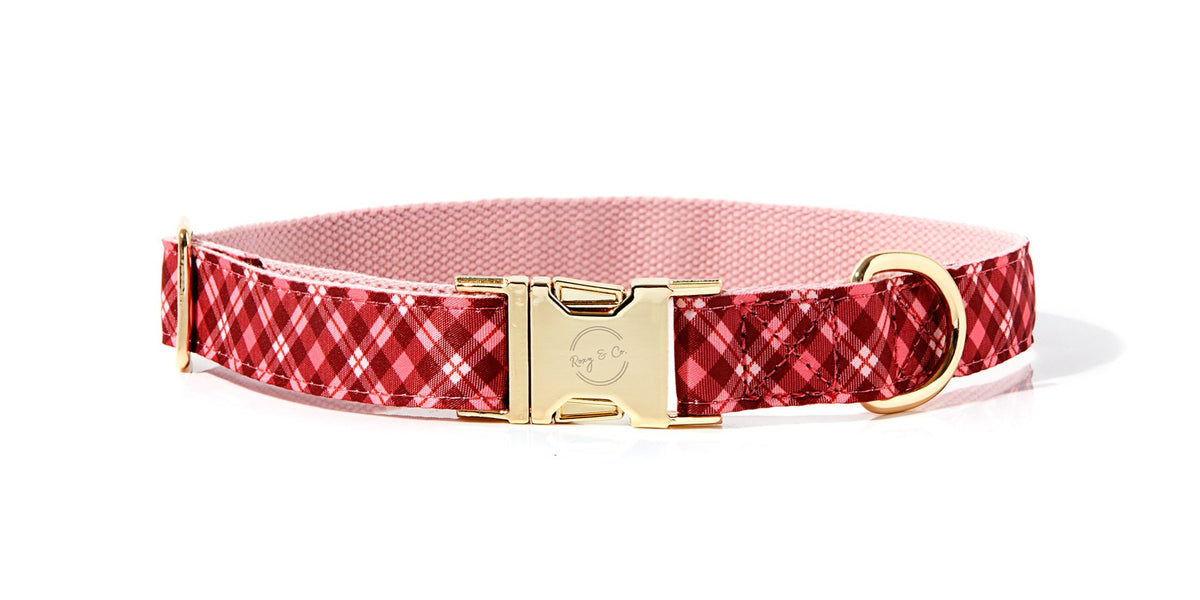 Pink Plaid Dog Collar